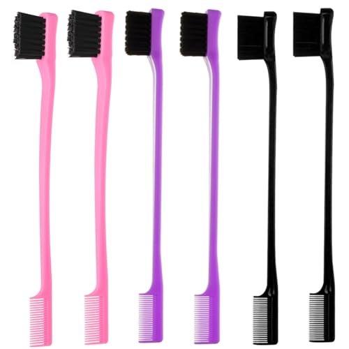 Purple Double Sided Edge Control Hair Brush - Detangling & Styling Tool