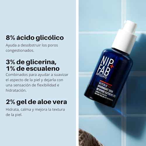 Nip+Fab Glycolic Fix Overnight Skin Reviver Extreme 8%, 1.52 fl oz, Face Skin Exfoliant with Lactic Acid and Special Formula to Soften, Hydrate and Regenerate