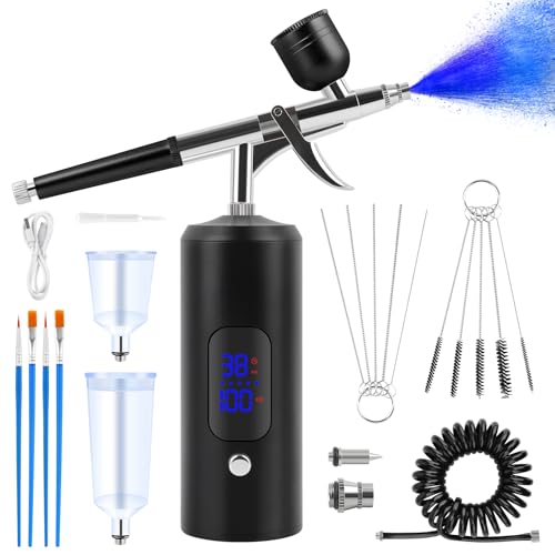 Kalolary Airbrush Kit with Compressor – 0.3mm Nozzle, Rechargeable