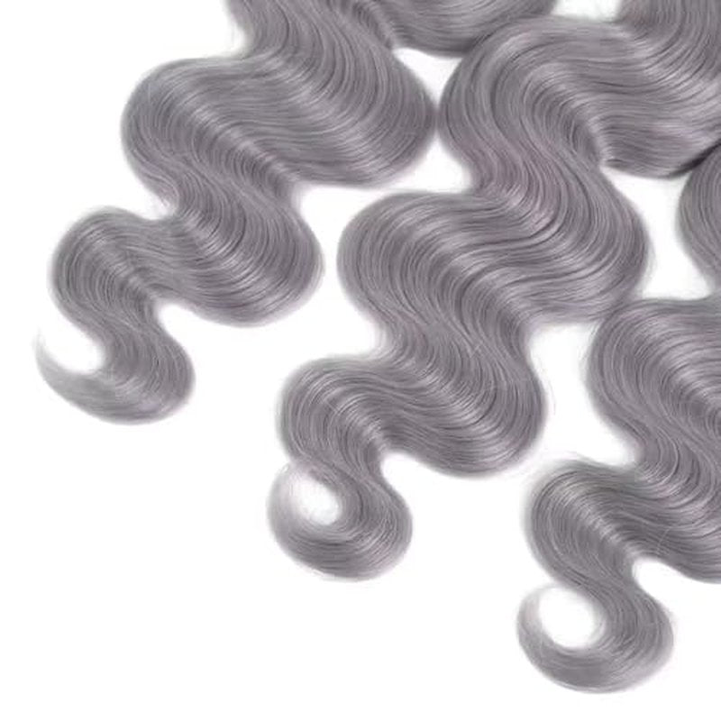 Gray Body Wave Human Hair Bundles 28 30 32 Inch