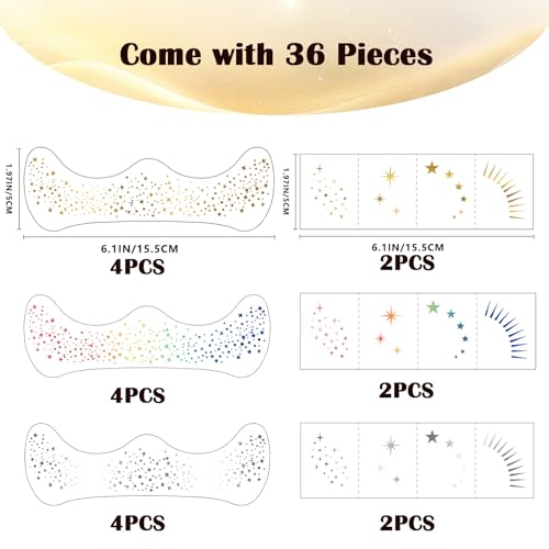 36 Pc Glitter Freckles Face Tattoo Set - Waterproof