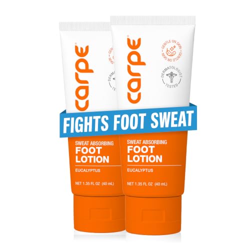 Carpe Sweat Absorbing Foot Lotion - Eucalyptus Antiperspirant Cream (2-Pack)