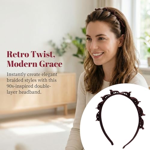 2 Pcs Clip Headband with Comb Teeth, Black & Brown