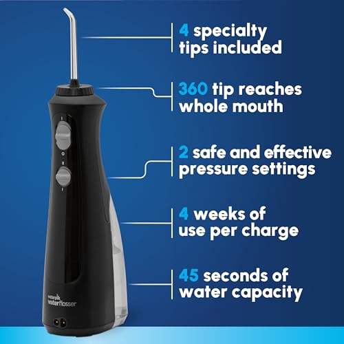 Waterpik Cordless Pearl Portable Water Flosser Black - Rechargeable, ADA Approved
