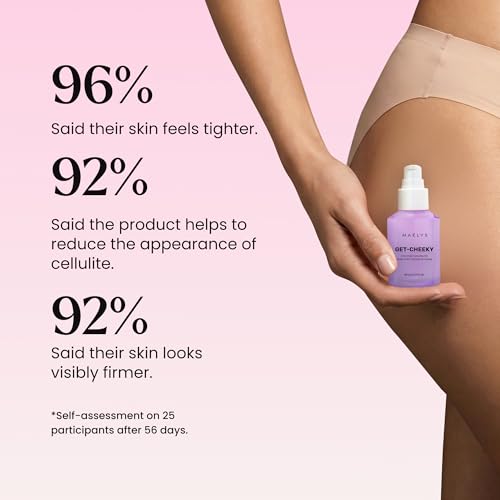 MA?LYS GET-CHEEKY Body Oil for Women - Cellulite Massage Oil with Shea Butter & Vitamin E - Skin Oil for Massage Therapy & After Shower Use - Helps Reduce the Look of Dimpled Skin (2 Fl Oz)