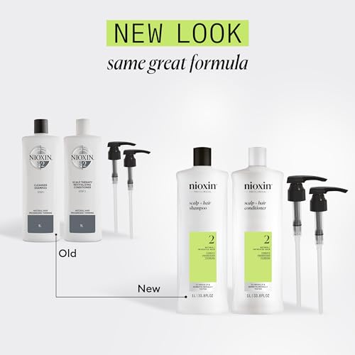 Nioxin System 2 Shampoo & Conditioner Duo for Natural, Progressed Thinning - Pumps Included