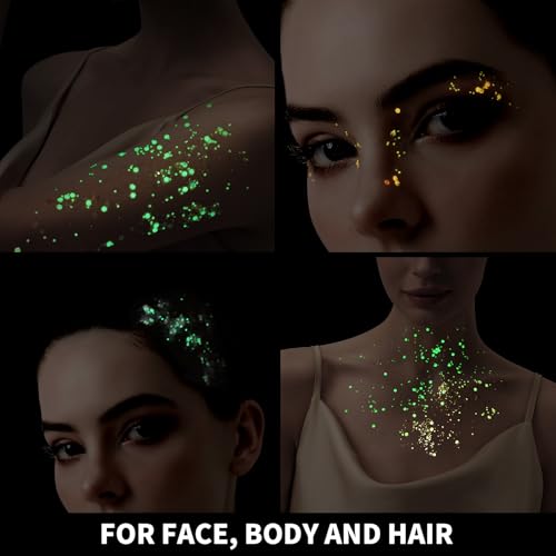 Teenitor Glow in The Dark Glitter Gel – 6 Colors UV Black Light