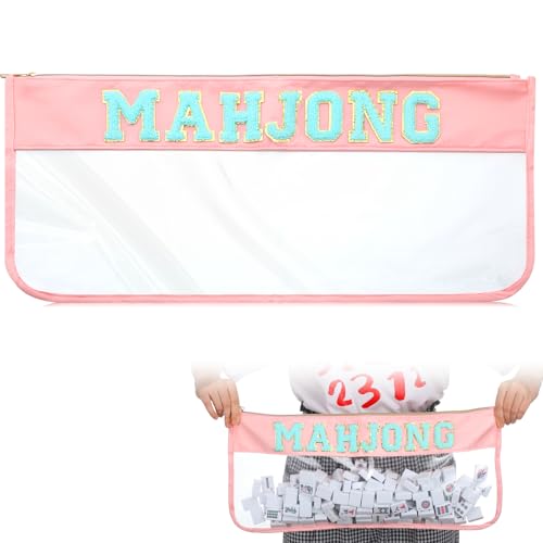 American Mahjong Tile Bag with Gold Zipper - Pink Blue