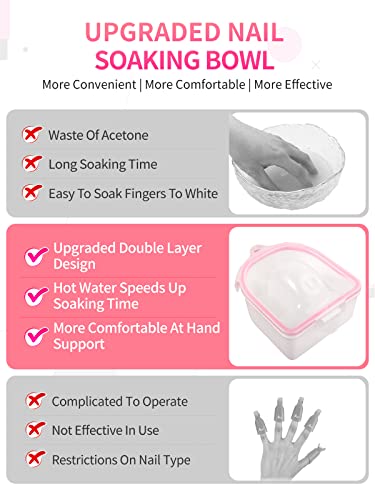 Yokilly 4-Piece Nail Soaking Bowl Set - Gel Polish & Dip Powder Remover Kit