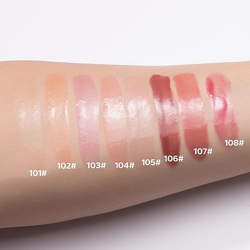 Beauty Glazed Color Variety Non-Sticky Ultra-Hydrating & Nourishing Lip Oil, Smooth Glossy Finish Luxurious Lip Glow Oil, Shiny and Vegan Tinted Lip Gloss, Big Brush Applicator (103# BERRY)