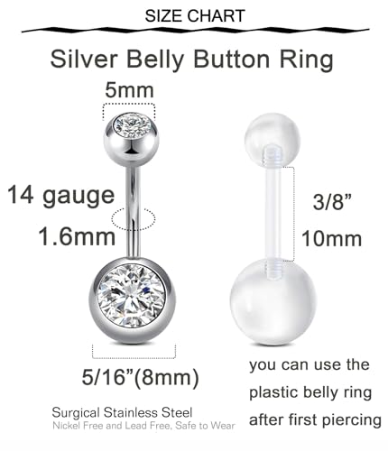 Belly Button Piercing Kit with Gun and Stainless Steel Rings