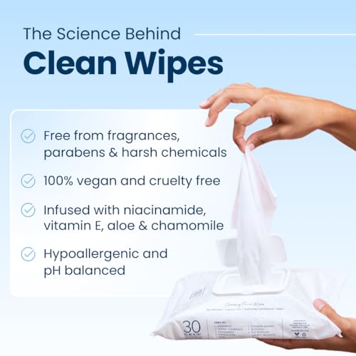 Clean Skin Club XL Premium Face Wipes, Extra Moist Makeup Removing Towelettes, Facial Cleansing Cloth, Fragrance Free, No Alcohol or Chemicals, (30 Ct, 1 Pack)