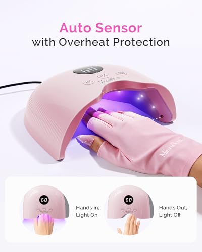 Pink MelodySusie UV LED Nail Lamp P-Plus30A with UV Gloves for Gel Nails