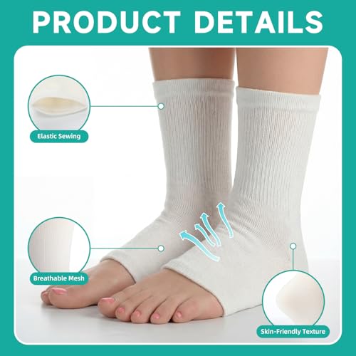 Shyyween Cotton Open-Toe Eczema Socks for Moisturizing Foot Therapy, 4-Pack