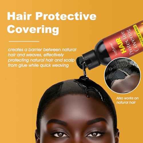 Quick Weave Protective Shield, Weave Glue for Quick Dry, Hair Protective Liquid Cap for Hair and Scalp Protection, Easy to Apply and Comfortable (6.oz,Black)