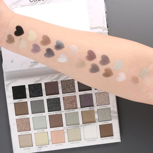 Eyeshadow Makeup 24 Color Smokey Eye Shadow Palette Nude White Black Grey Brown Matte Natural Eyeshadow for Halloween Goth Eye Makeup