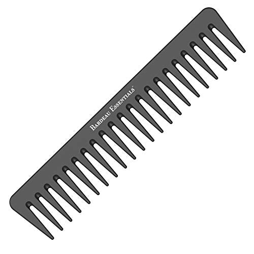 7 Inch Detangling Comb | Black Carbon Fiber | Large Wide Tooth Detangler Comb | For Straight or Curly Hair | Wet or Dry Hair | Professional Grade Styling Comb for Men and Women (Single Black)