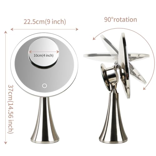 Surdy 9" Lighted Makeup Mirror with 5x/10x Magnification