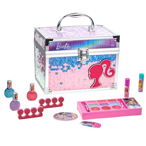 Barbie Train Case Beauty Set with Washable Makeup, Ages 3+