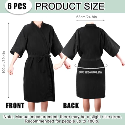 Toulite 6 Pieces Salon Client Gown Hair Salon Smocks Capes Haircut Cape Salon Robes for Clients Barber Apron Cover for Stylist Women Clients, 40 Inches Long (Black)