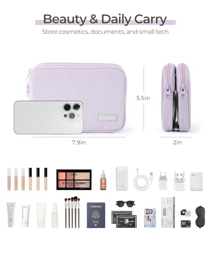Preppy Makeup Bag with Detachable Pouches & Clear Panel