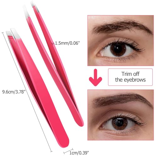 12 Pack Stainless Steel Eyebrow Tweezers Set for Facial Hair Grooming
