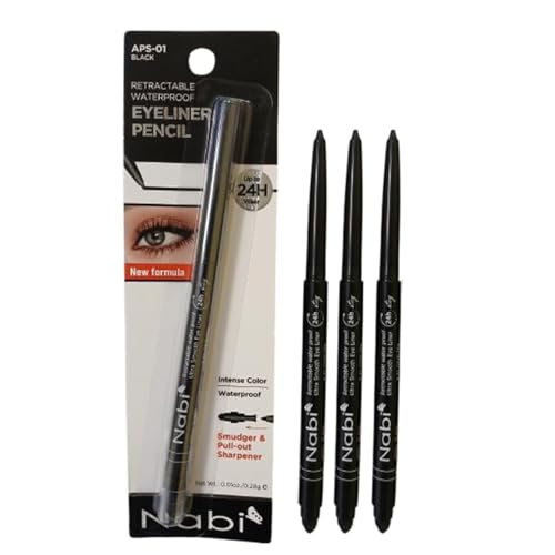 Nabi 3-Piece Gel Eyeliner Pencil Set - Waterproof & Smudge Proof