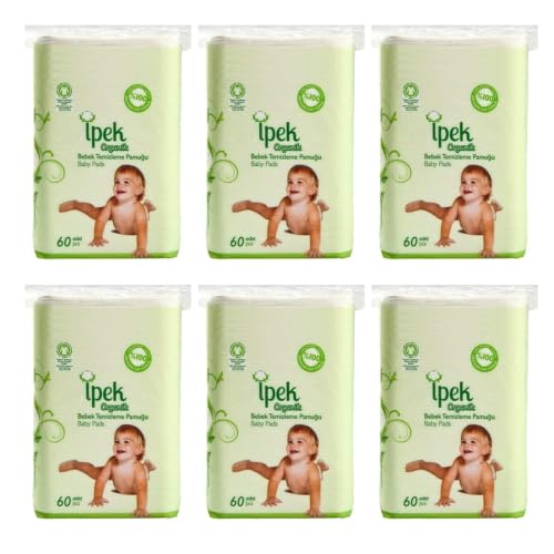 Organic Baby Cotton Dry Wipes 360 Count Large Square Diapering & Skin Care Pads - İpek