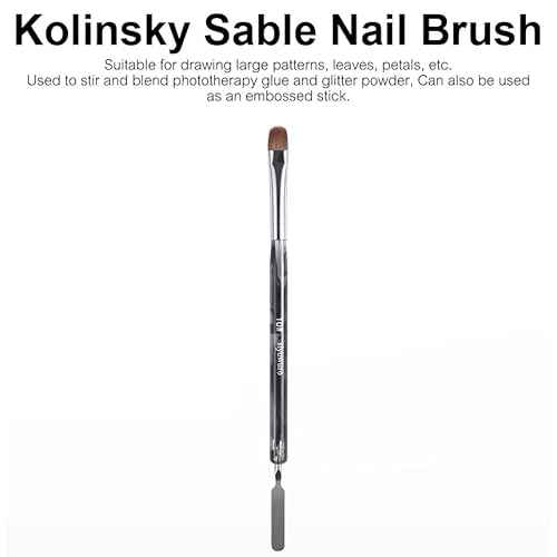 Kolinsky Sable Nail Brush French Nail Brush 2 Way Professional Gel Acrylic Nail Art Brush with Stirring Rod for French Manicure Cuticle Clean Up Nail Art Design Brush (10#)