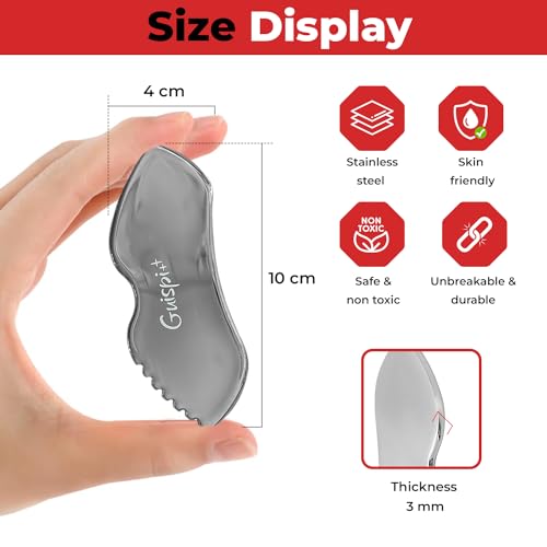 Gua Sha Facial Tools Stainless Steel guasha Tool for face Massage Scraper Tool gua sha Stainless Steel face Tools for Skincare Silver Facial Lip Tool, Facial Tension