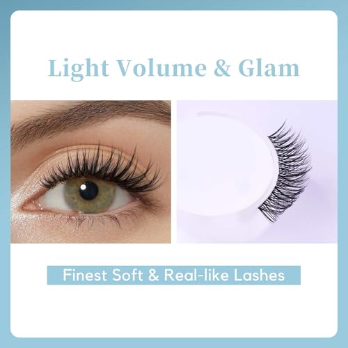 GAQQI Clear Band Lash Clusters 10-14mm, Wispy False Eyelashes, Glue Needed - Wing