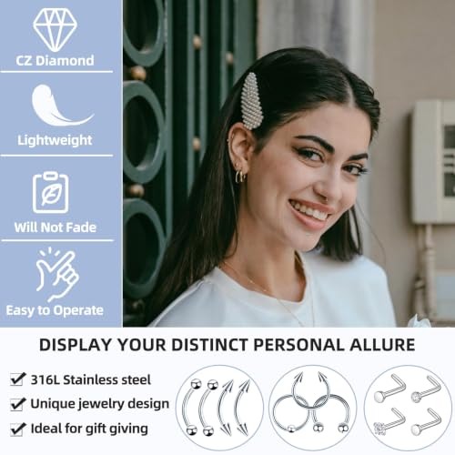 80pc Nose Piercing Kit - 316L Stainless Steel Jewelry & Needles