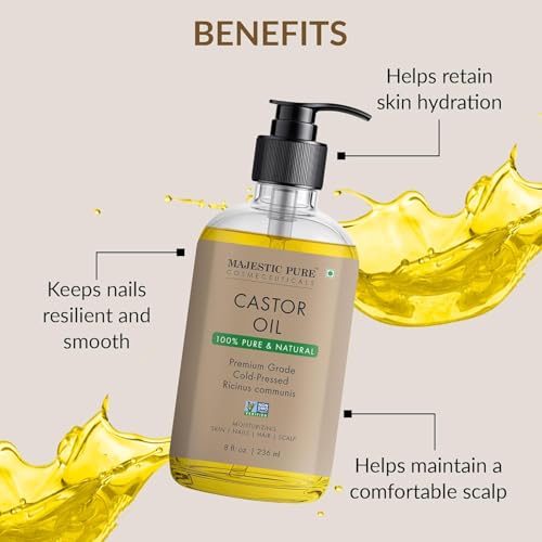 Majestic Pure Castor Oil - 100% Pure & Natural, Cold Pressed, 8 Fl Oz