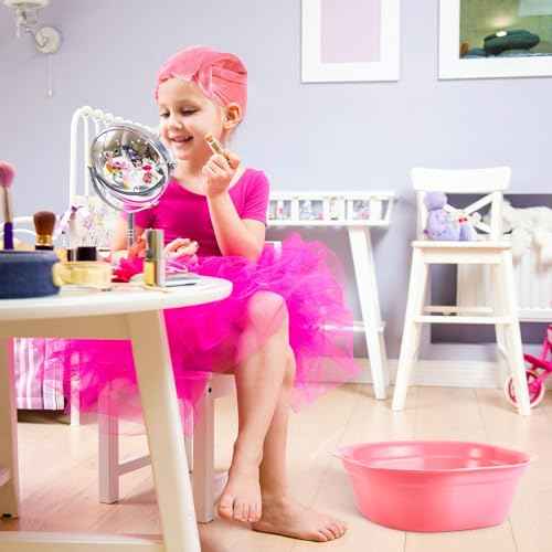 Patelai 6 Sets Kids Foot Spa Kit for Girl 12 x 12 x 4.3 Inch Foot Soaking Tub 14 x 30 Inch Hand Towels Washbasin Towels for Spa Party Sleepover Party Supplies(Pink)