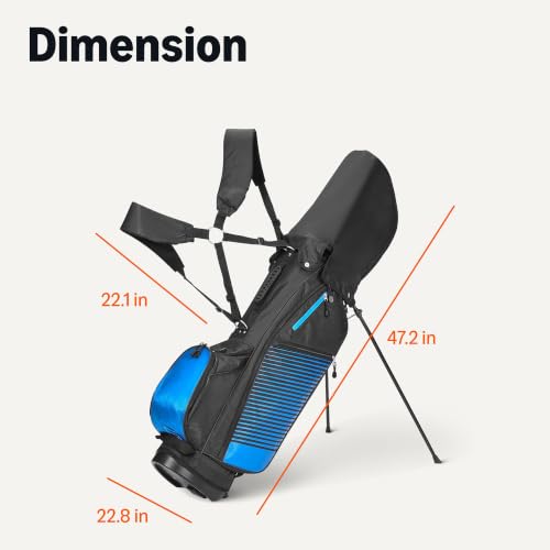 Amazon Basics Golf Club Set with Stand Bag - Right Hand, Blue/Black, Oversized Clubs