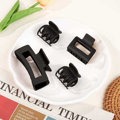 12-Piece Hair Claw Clips Set for Women—Small, Medium & Large All-Purpose Hair Pins (Black) by Tisenla