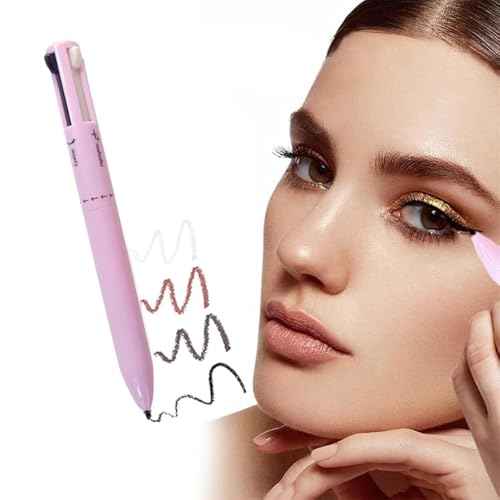 4 In 1 Makeuppen, 4 Colors Multi-Function Makeup Beauty Pencil, Portable Eyebrow Eyeliner Lip Liner Highlight Eye Pen, Waterproof Long Lasting Eye Makeup Tool