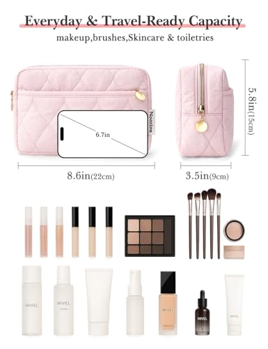 Noozion Makeup Travel Bag - Padded Cosmetic Organizer with Compartments