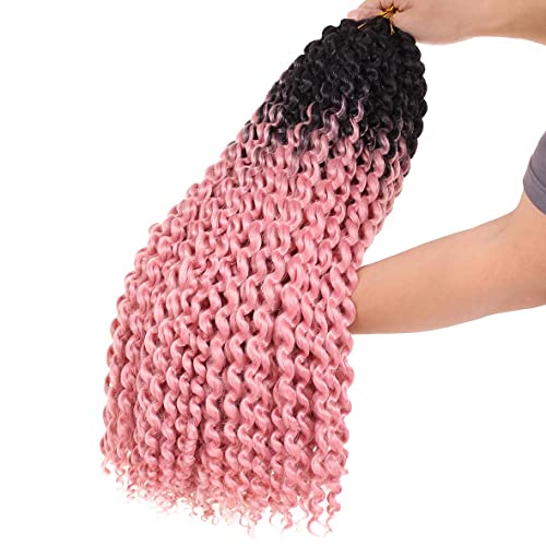 Xtrend 18 Inch Ombre Pink Passion Twist Hair Water Wave Crochet Braiding Hair 2 Packs Butterfly Locs Crochet Hair Synthetic Hair Extensions Crochet Braids hair