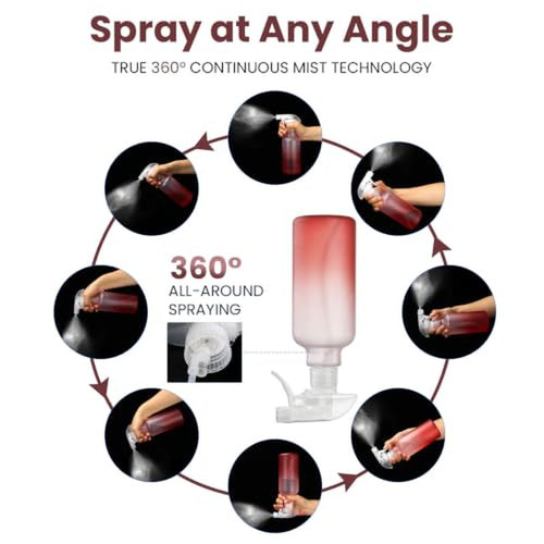 12oz Spray Bottles 2 Pack - 360° Any-Angle, Adjustable Nozzle
