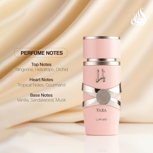 Lattafa Yara Eau de Parfum - Vanilla Gourmand Fragrance for Women, 3.4 oz