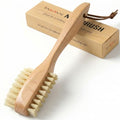 Dual-Sided Nail Brush with Natural Bristles and Wood Handle
