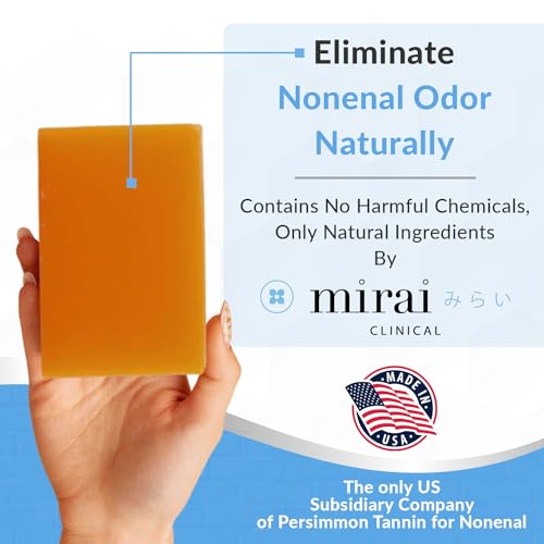 Mirai Clinical - 100g Persimmon Soap Bar for Body - Mirai Soap Persimmon - Persimmon Soap - Persimmon Extract Soap - Japanese Body Odor Soap Green Tea Extract Deodorant Soap Bar for Men & Women