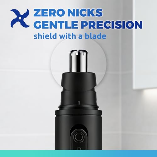 Lysandra Nose Hair Trimmer for Men: Painless Ear Hair Trimmer with 5 Month Battery Life ? Electric Nose Hair Remover Featuring an Easy to Clean Detachable Head, Black