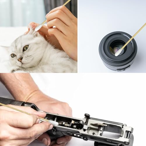 Round Cotton Swabs 600ct with Reusable Case - 6 Inch Bamboo Tips for Beauty Electronics & Cleaning