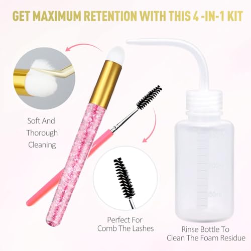 EMEDA Lash Shampoo Kit - Gentle Foam Cleanser for Extensions