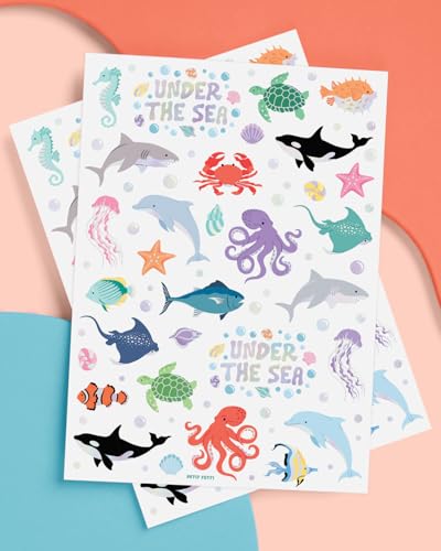 xo, Fetti Underwater Sea Creature Temporary Tattoos - 64 Styles