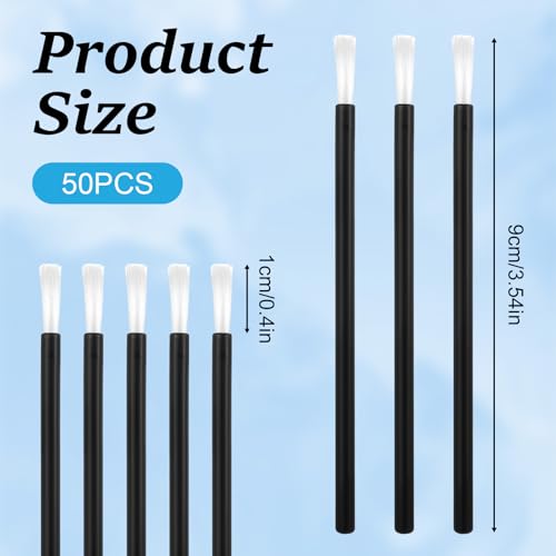 Black Disposable Lip & Makeup Brush Set - 50 Mini Paint Brushes for Cookies, Nails, and Cosmetics