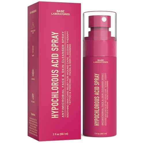 BASE LABORATORIES Hypochlorous Acid Spray for Face & Skin - Travel Size - Facial Toner Spray & Cleaner - Skin Repair Solution helps reduce redness, Irritations, acne - HOCL Molecule Spray 2oz