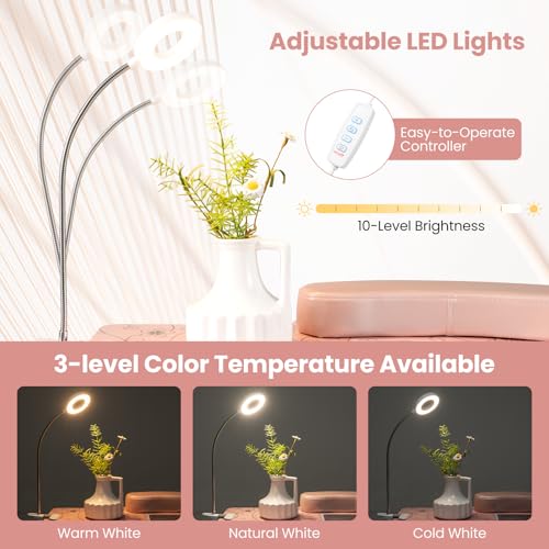 GOFLAME Folding Manicure Nail Table w/ Electric Dust Collector & LED Lamp